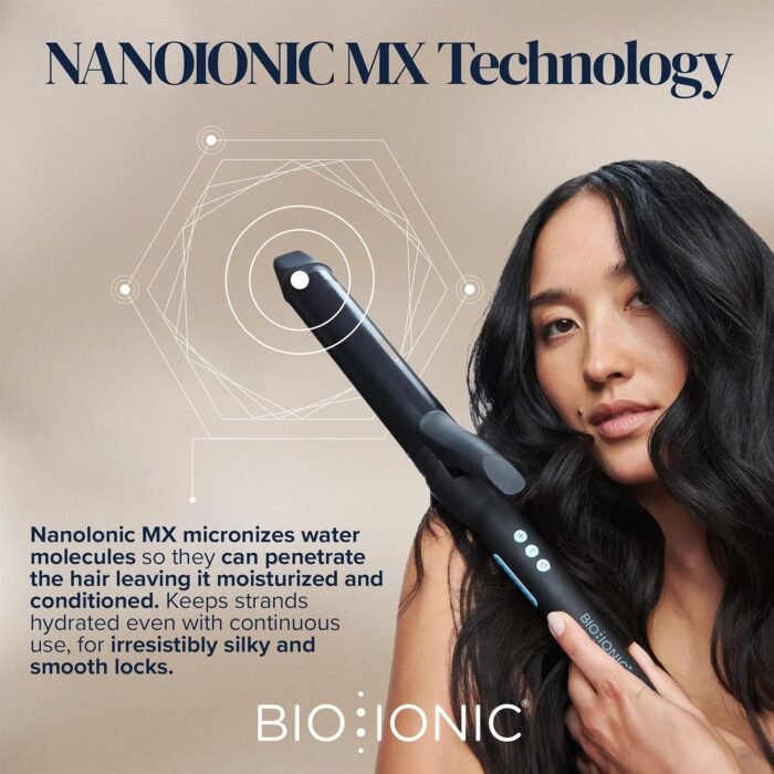 Bio Ionic Long Barrel Styler, .75", 1", 1.25", 1.5" Curling Iron with Moisture Heat Technology & NanoIonic MX, Versatile Curling Wand with Adjustable Heat Settings, Hair Curler with 2" Extended Barrel - Image 7