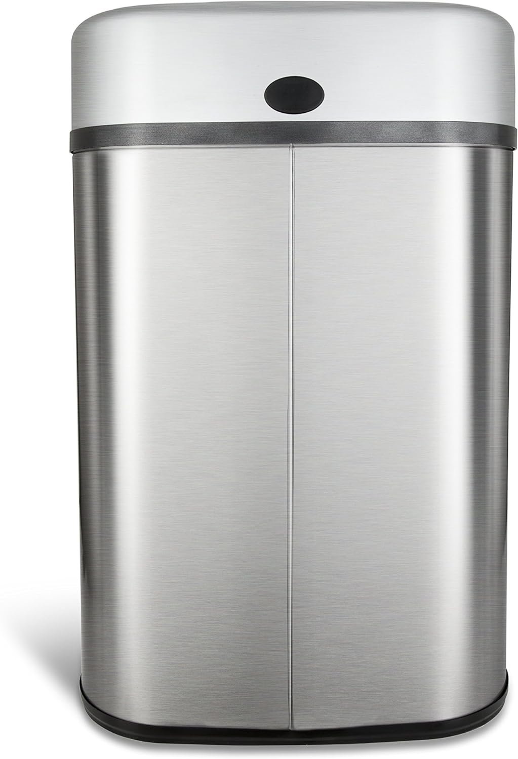 NINESTARS Automatic Touchless Infrared Motion Sensor Trash Can with Stainless Steel Base & Oval, Silver/Black Lid, 21 Gal - Image 3