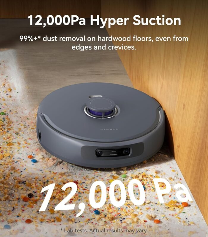 NARWAL Freo Z Ultra Robot Vacuum and Mop Combo, Dual RGB Cameras and Chips, AI Avoidance, 12000Pa Suction, Real-Time Decisions, Adaptive Hot-Water Self Wash & Self Emptying, Pet Hair, Quiet, Grey - Image 4