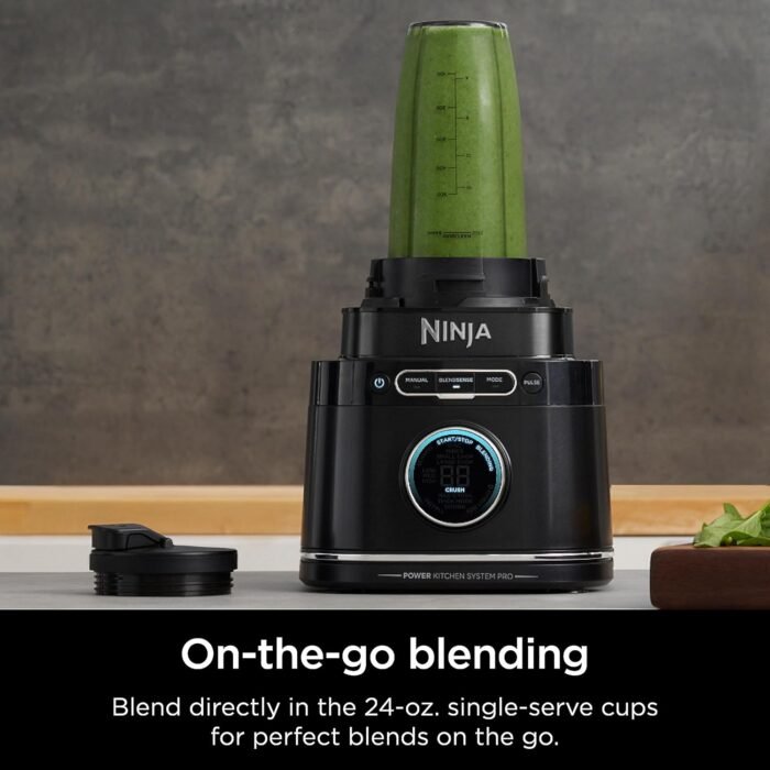 Ninja TB401 Detect Kitchen System Power Blender + Processor Pro, BlendSense Technology, Blender, Chopping & Smoothies, 1800 Peak Watts, 72 oz. Pitcher, 64 oz. Food Processor, 24 oz. To-Go Cup, Black - Image 8