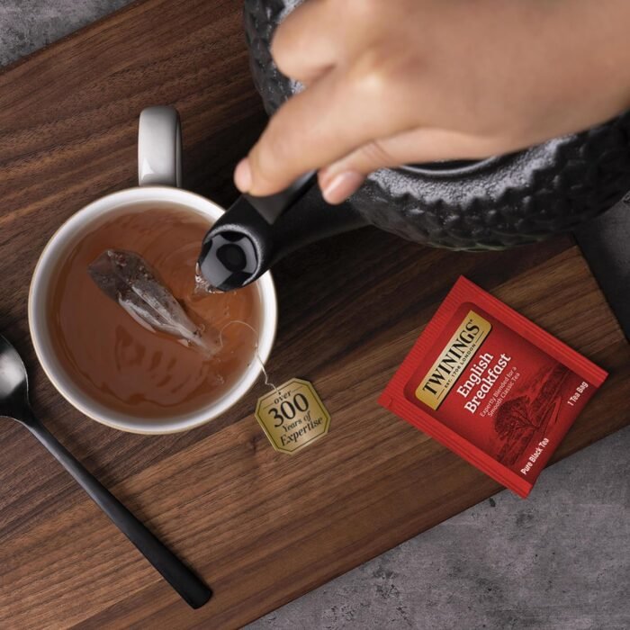 Twinings English Breakfast Black Tea Individually Wrapped Bags, 100 Count (Pack of 1), Smooth, Flavourful, and Robust, Caffeinated, Enjoy Hot or Iced | Packaging May Vary - Image 4
