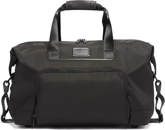 TUMI Alpha Double Expansion Travel Satchel - Business Duffel Bag for Men & Women - Weekend Travel Bag with Shoulder Strap - Black