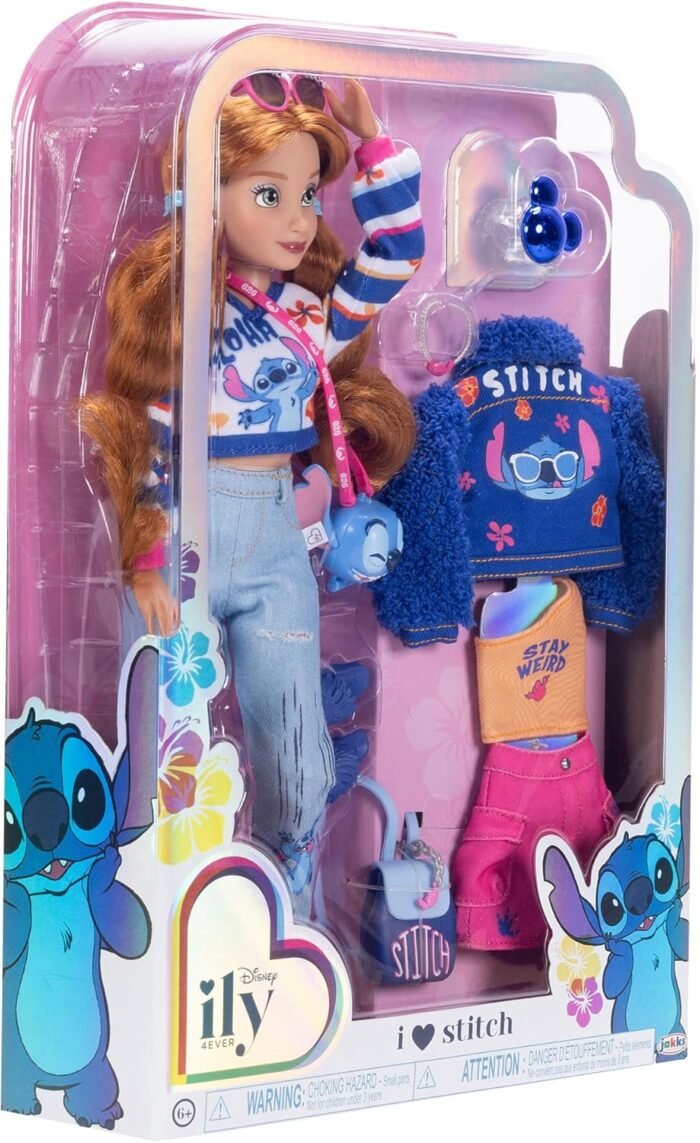 Disney ILY 4EVER Fashion Dolls Red Hair Stitch 11.5" Tall with 13 Points of Articulation, Two Complete Mix-and-Match Outfits and Mickey Ring for You! - Image 8