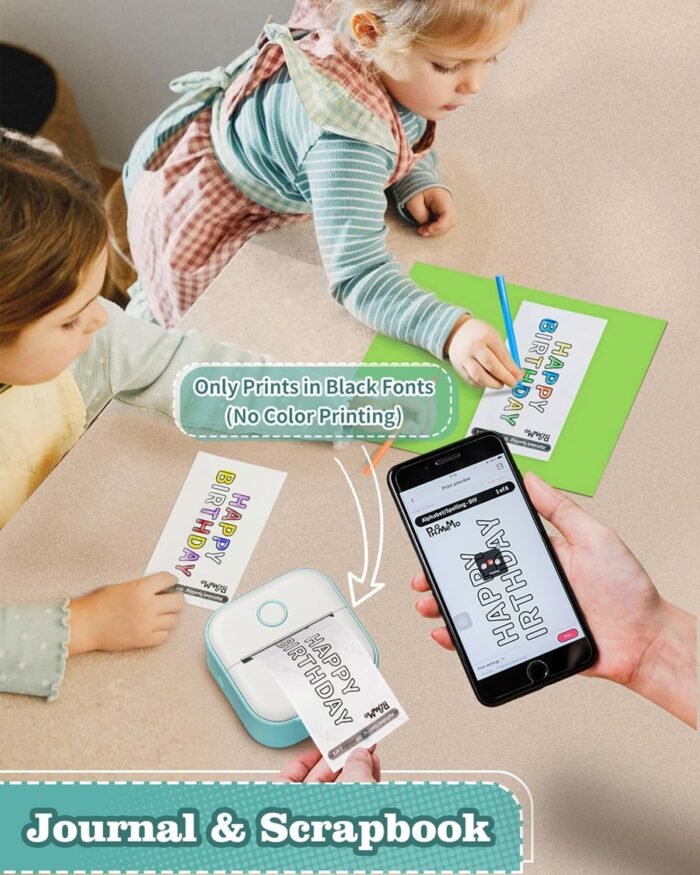 Memoking Print Pods Mini Printer - Sticker Printer T02 Portable Thermal Printer Inkless Sticker Maker Machine Bluetooth Pocket Printer Phone Printer for Study Graphics, Anatomical Diagrams, Photos - Image 2