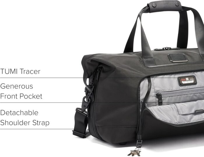 TUMI Alpha Double Expansion Travel Satchel - Business Duffel Bag for Men & Women - Weekend Travel Bag with Shoulder Strap - Black - Image 4