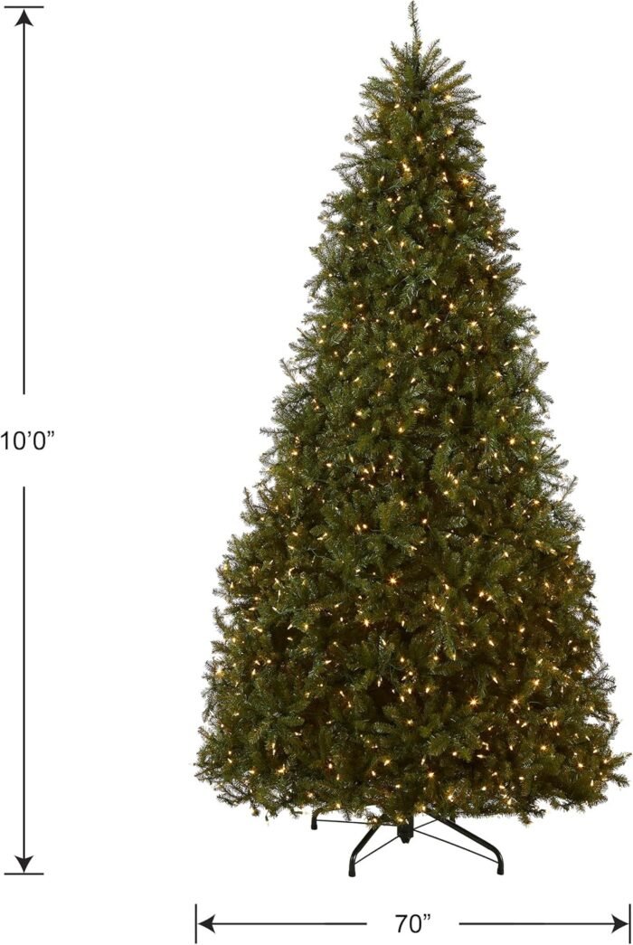 National Tree Company Pre-Lit Artificial Full Christmas Tree, Green, Dunhill Fir, Dual Color LED Lights, Includes Stand, 10 Ft - Image 6