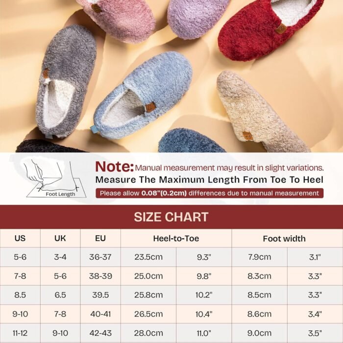EverFoams Women’s Soft Curly Full Slippers Memory Foam Lightweight House Shoes Cozy Loafer with Polar Fleece Lining - Image 6