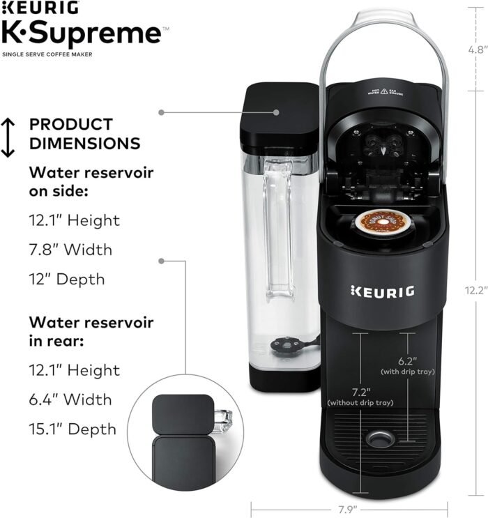 Keurig K-Supreme Single Serve K-Cup Pod Coffee Maker, MultiStream Technology, 4 Brew Sizes, 66oz Dual-Position Removable Reservoir, Black - Image 9