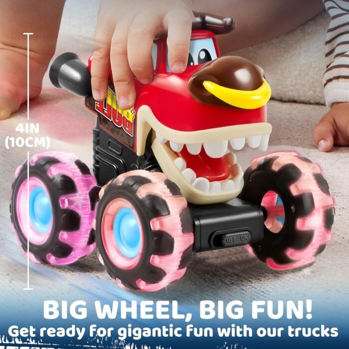 JOYIN 3 Pack Monster Truck Toy - Motion Activated Light-Up Cars for Toddlers - Monster Treads Lightning Wheels - Baby Toy Present - Press & Go Cars for Boys Girls - Image 5