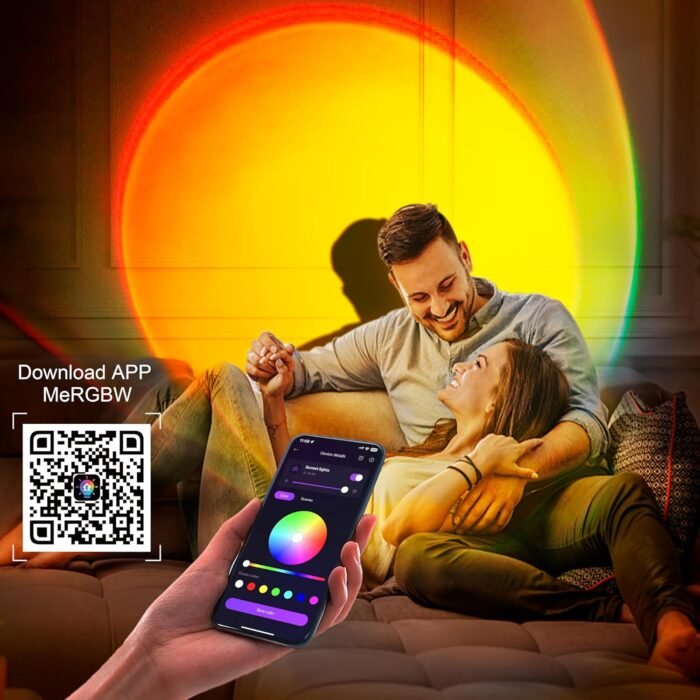 Sunset Lamp Projector Multicolor Changing LED Projection Lamp,Switch Button and APP Control 360 Degree Rotation Sunlight Lamp for Bedroom, Photography, Party, Tiktok Live, Room Decor - Image 4