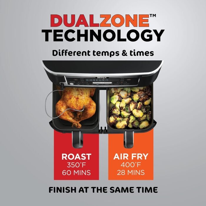 Ninja Air Fryer, Thermometer, Roast, Bake, Air Fry, Crisps, Broil, Reheats, Keep Warm, 10-in-1, Fries, Frozen Food, Veggies, and Meat, Quick Meals, Healthy Meals, Less Oil, 10 QT, Grey, DZ550​ - Image 10