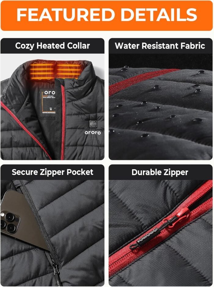 ORORO Women's Lightweight Heated Vest with Battery Pack - Image 4