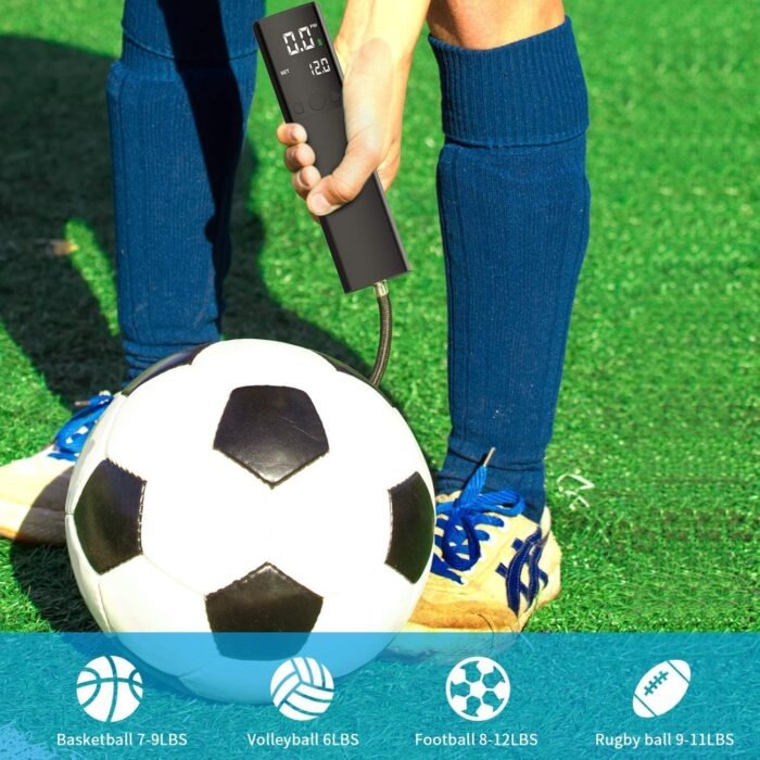 Pumteck Electric Ball Pump, Smart Air Pump Portable Fast Ball Inflation with Precise Pressure Gauge and Digital LCD Display for Football Basketball Volleyball Football - Image 2