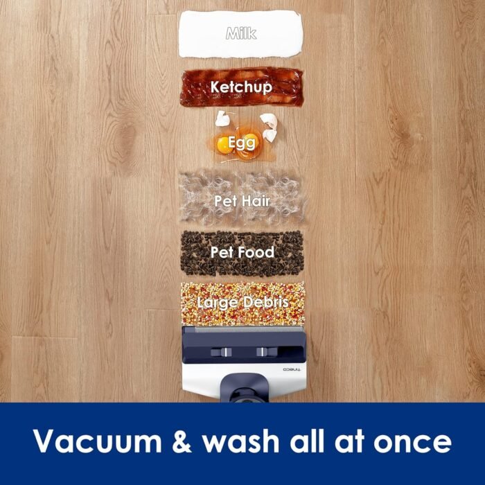 Tineco Floor ONE S5 Smart Cordless Wet Dry Vacuum Cleaner and Mop for Hard Floors, Digital Display, Long Run Time, Great for Sticky Messes and Pet Hair, Space-Saving Design, Blue - Image 2