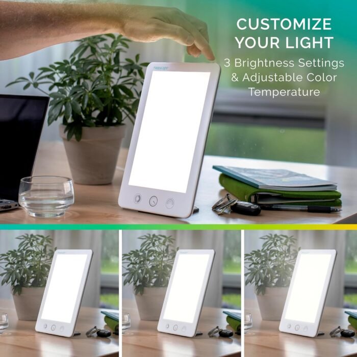 Verilux HappyLight Touch Plus - Light Therapy Lamp with 10,000 Lux, UV-Free, LED Bright White Light with Adjustable Brightness, Color, Countdown Timer, & Detachable Stand - Boost Mood, Sleep, & Focus - Image 4