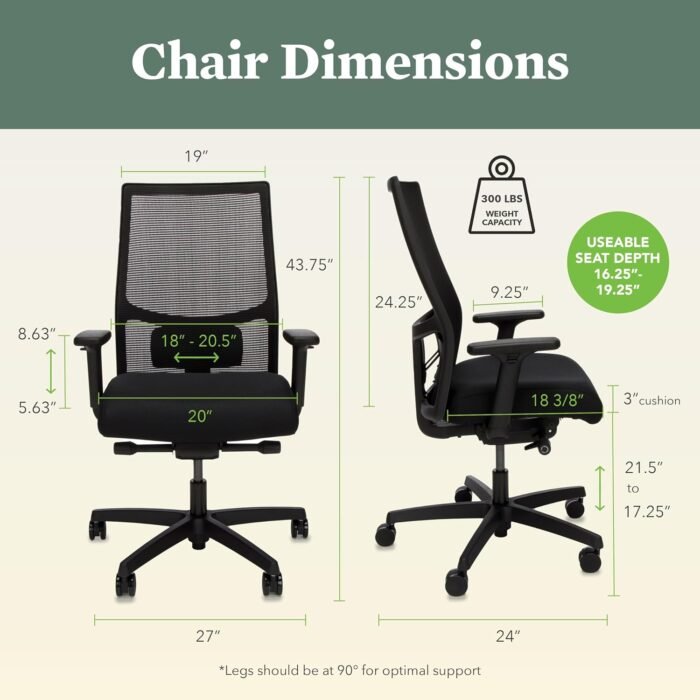 HON Ignition 2.0 Ergonomic Office Chair - Adjustable Tilt, Swivel Wheels, Comfortable for Long Hours - Home Office Desk Chair - Image 2