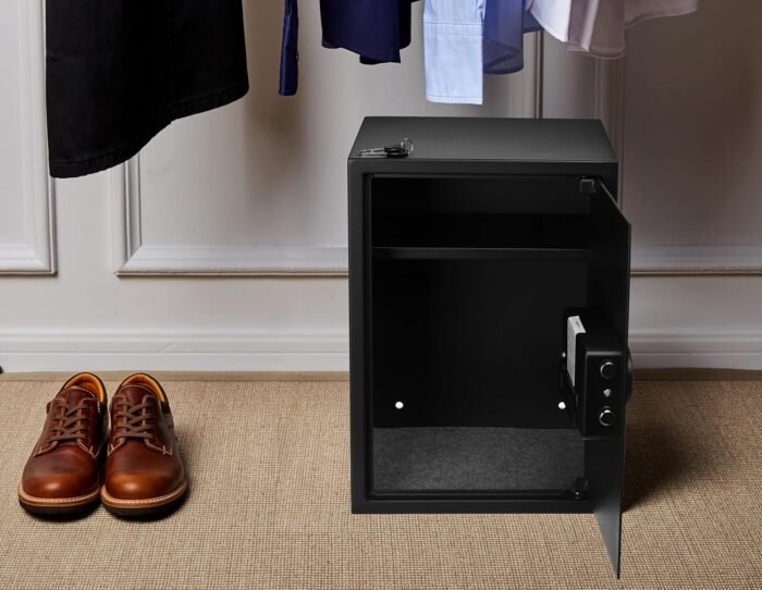 Amazon Basics Small Safe For Home, Steel Security, Electronic, Programmable Keypad Lock Box, 1.8 Cubic Feet, Black - Image 9