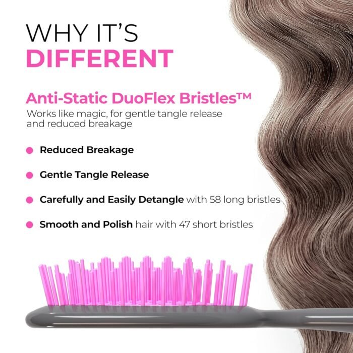 FHI Heat UNbrush Detangling Brush for Pain-Free Brushing on All Wet or Dry Hair Types — Durable DuoFlex Anti-Static Bristles, Lightweight Handle, Vented Hair Brush - Image 3