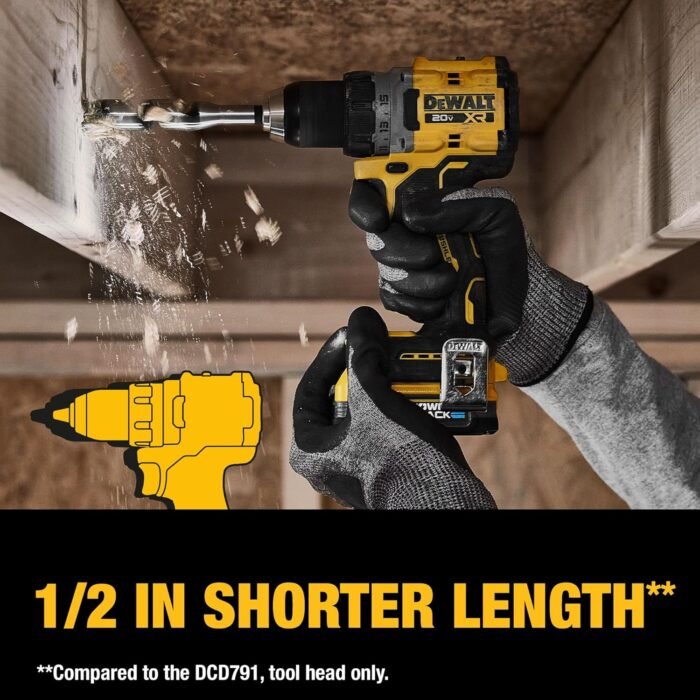 DEWALT 20V MAX XR Cordless Drill/Driver Kit, Brushless, Compact, with 2 Batteries and Charger (DCD800D2) - Image 6