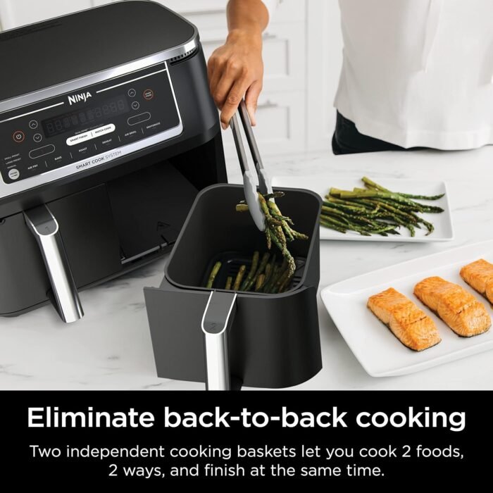 Ninja Air Fryer, Thermometer, Roast, Bake, Air Fry, Crisps, Broil, Reheats, Keep Warm, 10-in-1, Fries, Frozen Food, Veggies, and Meat, Quick Meals, Healthy Meals, Less Oil, 10 QT, Grey, DZ550​ - Image 3