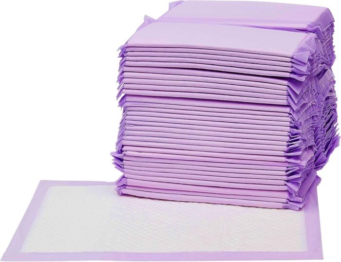 Amazon Basics Cat Pad Refills for Litter Box, Fresh Scent, Pack of 40, Purple and White
