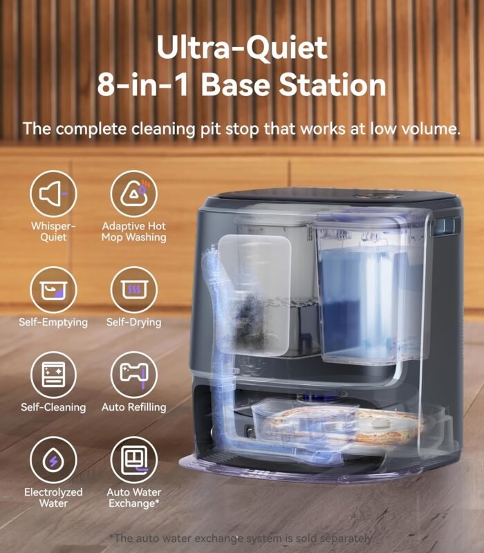 NARWAL Freo Z Ultra Robot Vacuum and Mop Combo, Dual RGB Cameras and Chips, AI Avoidance, 12000Pa Suction, Real-Time Decisions, Adaptive Hot-Water Self Wash & Self Emptying, Pet Hair, Quiet, Grey - Image 3