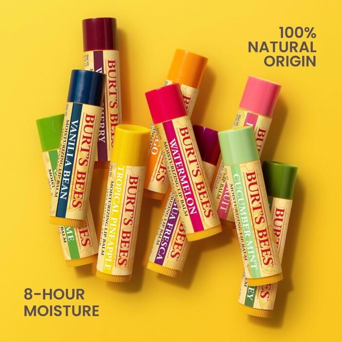 Burt's Bees Lip Balm Stocking Stuffers, Moisturizing Lip Care Christmas Gifts, Original Beeswax with Vitamin E & Peppermint Oil, Natural Origin Lip Care (4-Pack) - Image 7