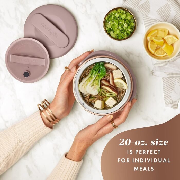 Crock-Pot 20-Ounce Electric Lunch Box, Portable Food Warmer, Blush Pink | Perfect for Travel, Car, On-the-Go | Spill-Free, Dishwasher-Safe - Image 2