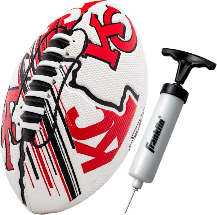 Franklin Sports NFL Team Footballs - Youth Mini Footballs for All NFL Teams - Kids Junior 8.5" Football + Air Pump Sets - Official NFL Licensed Footballs