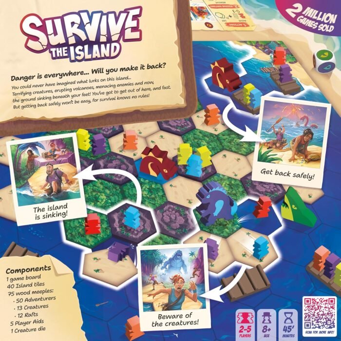 Survive The Island Board Game (2024 Edition) - Thrilling Escape Adventure with New Monsters! Fun Strategy Game for Kids & Adults, Ages 8+, 2-5 Players, 45 Minute Playtime, Made by Zygomatic - Image 2