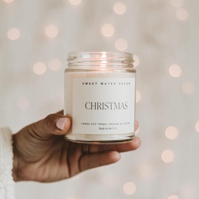 Sweet Water Decor Christmas Candle | Cinnamon, Trees, Orange, and Clove Scents | Christmas Candles and Decor for Home | 9oz. Clear Jar Soy Candle, Made in the USA - Image 9