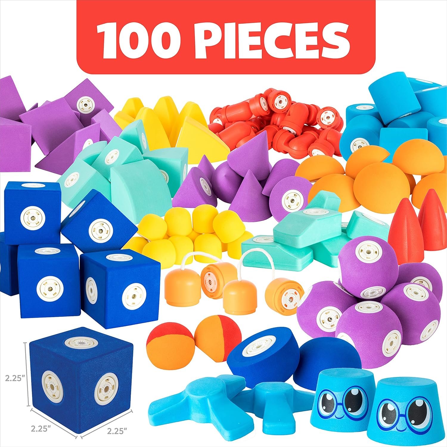 Magnetic Foam Blocks – STEM Preschool Toys for Children, Toddlers, Boys and Girls, The Ultimate Bath Toy – 100 Piece Set with Toy Chest, Bath Building Blocks, Engineering Toys for Kids 3-6 - Image 7