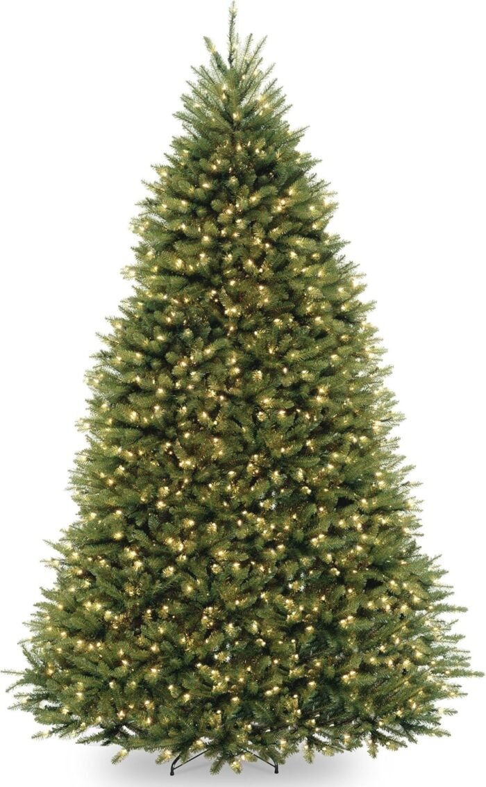 National Tree Company Pre-Lit Artificial Full Christmas Tree, Green, Dunhill Fir, Dual Color LED Lights, Includes Stand, 10 Ft