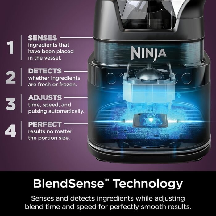 Ninja TB401 Detect Kitchen System Power Blender + Processor Pro, BlendSense Technology, Blender, Chopping & Smoothies, 1800 Peak Watts, 72 oz. Pitcher, 64 oz. Food Processor, 24 oz. To-Go Cup, Black - Image 3