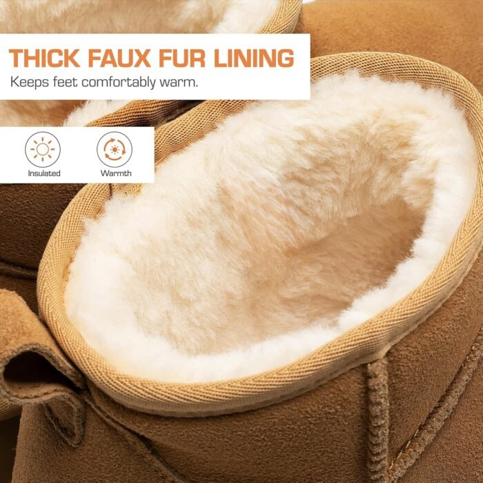 DREAM PAIRS FuzzyClassic Platform Mini Boots for Women Suede Genuine Leather, Classic Winter Ankle Snow Boots with Memory Foam Insole Lightweight Anti-Slip Outsole Outdoor - Image 8