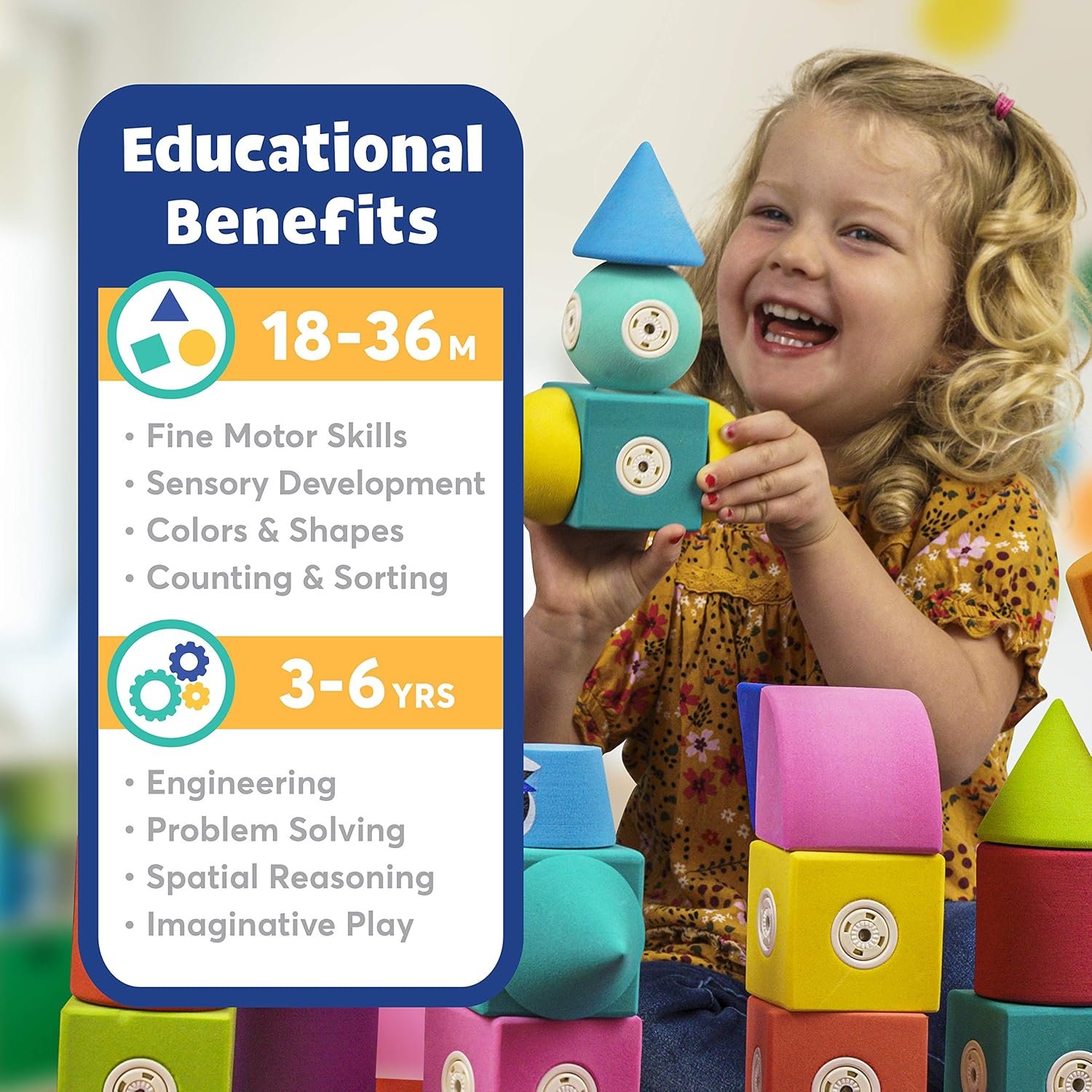Magnetic Foam Blocks – STEM Preschool Toys for Children, Toddlers, Boys and Girls, The Ultimate Bath Toy – 100 Piece Set with Toy Chest, Bath Building Blocks, Engineering Toys for Kids 3-6 - Image 3