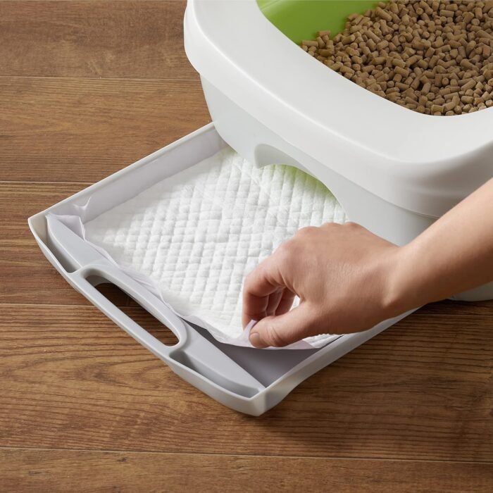 Amazon Basics Cat Pad Refills for Litter Box, Fresh Scent, Pack of 100, White/Purple - Image 5