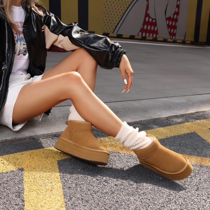 DREAM PAIRS FuzzyClassic Platform Mini Boots for Women Suede Genuine Leather, Classic Winter Ankle Snow Boots with Memory Foam Insole Lightweight Anti-Slip Outsole Outdoor - Image 7