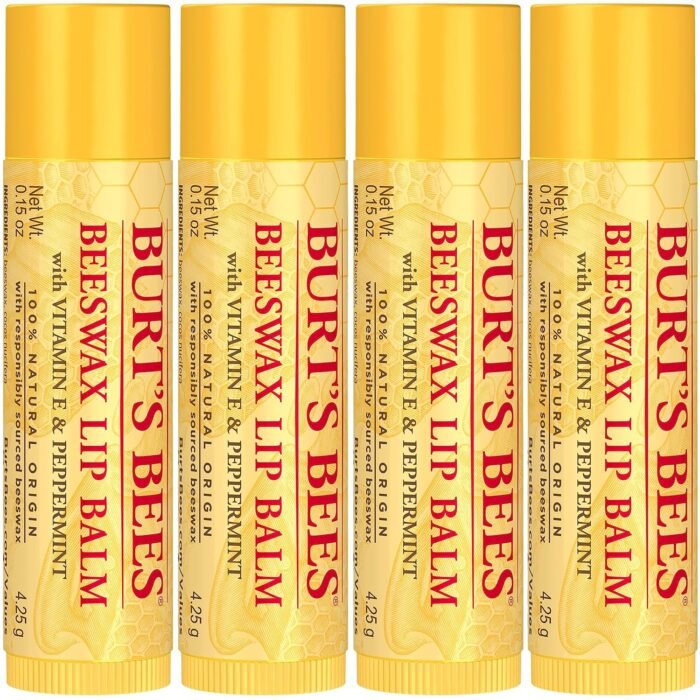 Burt's Bees Lip Balm Stocking Stuffers, Moisturizing Lip Care Christmas Gifts, Original Beeswax with Vitamin E & Peppermint Oil, Natural Origin Lip Care (4-Pack) - Image 10