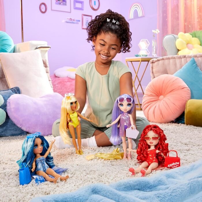 Rainbow High Swim & Style Skyler, Blue 11" Fashion Doll with Shimmery Wrap to Style 10+ Ways, Removable Swimsuit, Sandals, Fun Play Accessories, Great Toy Gift for Girls Kids Ages 4-12 Years - Image 7
