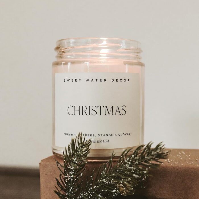 Sweet Water Decor Christmas Candle | Cinnamon, Trees, Orange, and Clove Scents | Christmas Candles and Decor for Home | 9oz. Clear Jar Soy Candle, Made in the USA - Image 8