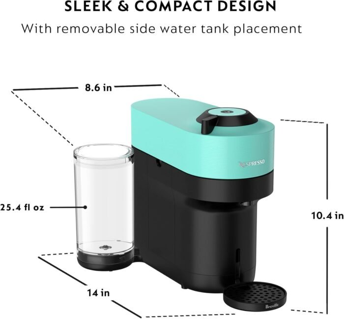 Nespresso Vertuo Pop+ Coffee and Espresso Maker by Breville, Aqua Mint - Image 6