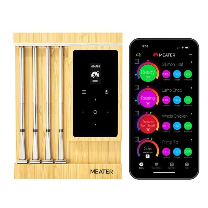 MEATER Pro XL Wireless Smart Meat Thermometer - 4 Multi-Sensor Probes, Bluetooth & WiFi, 1000°F Heat Resistance, Certified Accuracy for BBQ, Oven, Grill, Smoker, Air Fryer, Deep Fryer, Sous Vide
