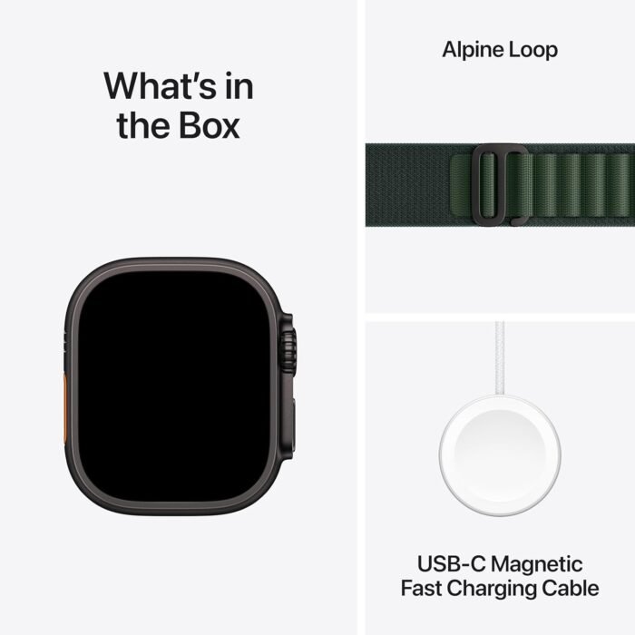 Apple Watch Ultra 2 [GPS + Cellular 49mm] Smartwatch, Sport Watch with Black Titanium Case with Dark Green Alpine Loop - M. Fitness Tracker, Precision GPS, Action Button, Carbon Neutral - Image 5