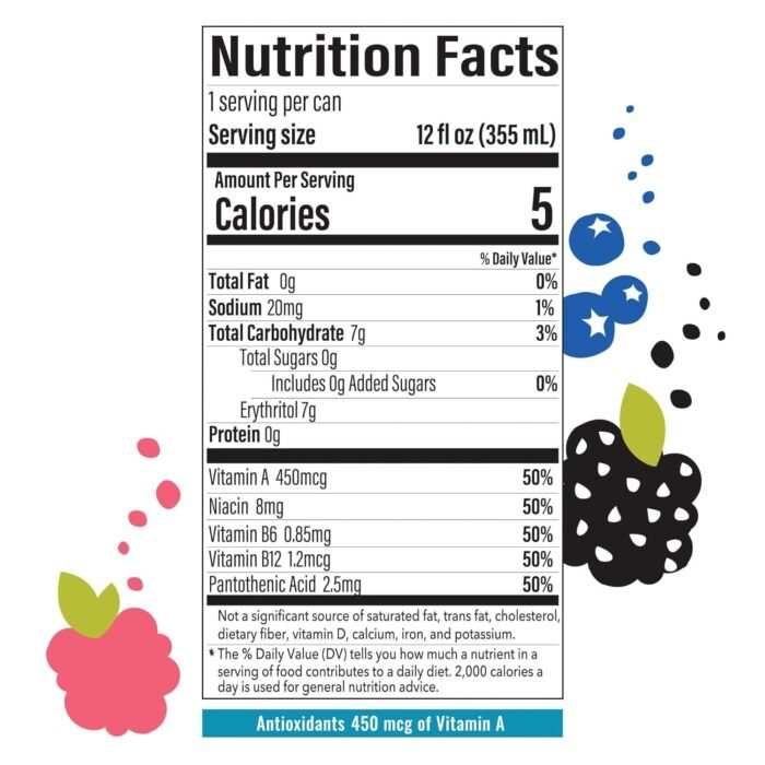BUBBL'R triple berry breez'r, Antioxidant Sparkling Water with Natural Caffeine, 0g Sugar, Gluten Free, All Natural Flavors, 12 Fl Oz Cans, 12 Count - Image 2