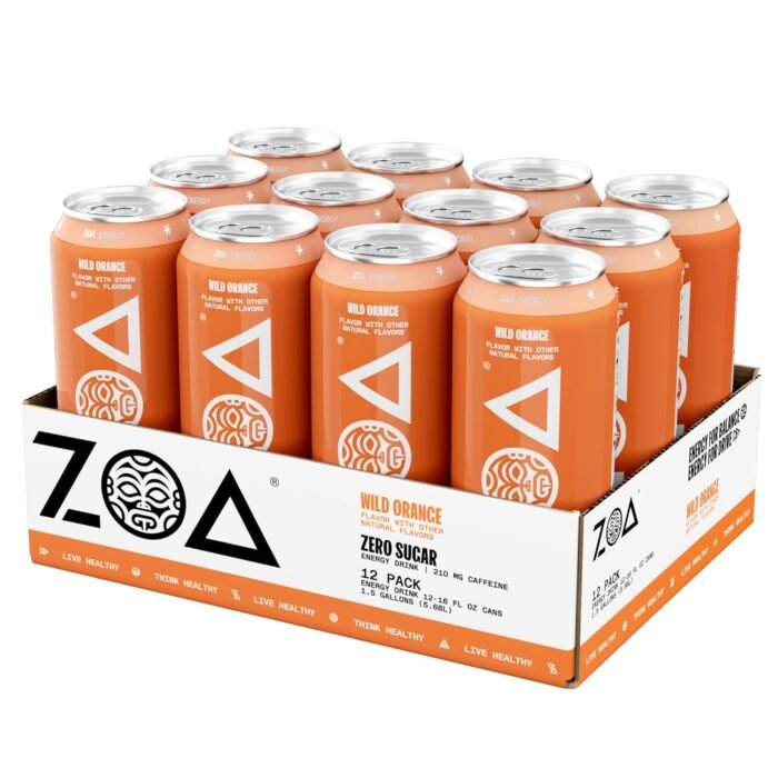 ZOA Zero Sugar Energy Drinks, Wild Orange - Sugar Free with Electrolytes, Healthy Vitamin C, Amino Acids, Essential B-Vitamins, and Caffeine from Green Tea - 16 Fl Oz (12-Pack) - Image 5
