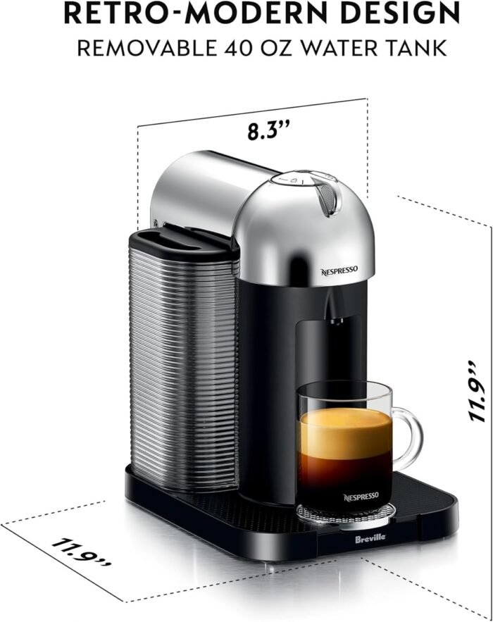 Nespresso BNV250CRO1BUC1 Vertuo Coffee and Espresso Machine, Chrome - Image 3