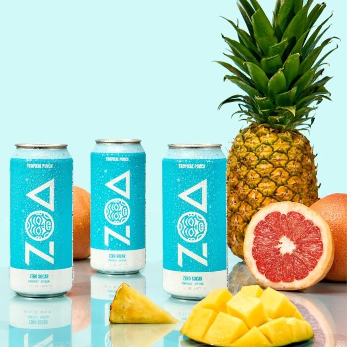 ZOA Zero Sugar Energy Drinks, Tropical Punch - Sugar Free with Electrolytes, Healthy Vitamin C, Amino Acids, Essential B-Vitamins, and Caffeine from Green Tea - 16 Fl Oz (12-Pack) - Image 3