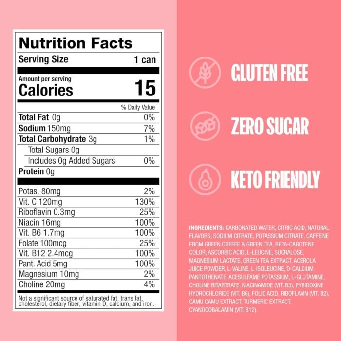 ZOA Zero Sugar Energy Drinks, White Peach - Sugar Free with Electrolytes, Healthy Vitamin C, Amino Acids, Essential B-Vitamins, and Caffeine from Green Tea - 16 Fl Oz (12-Pack) - Image 4