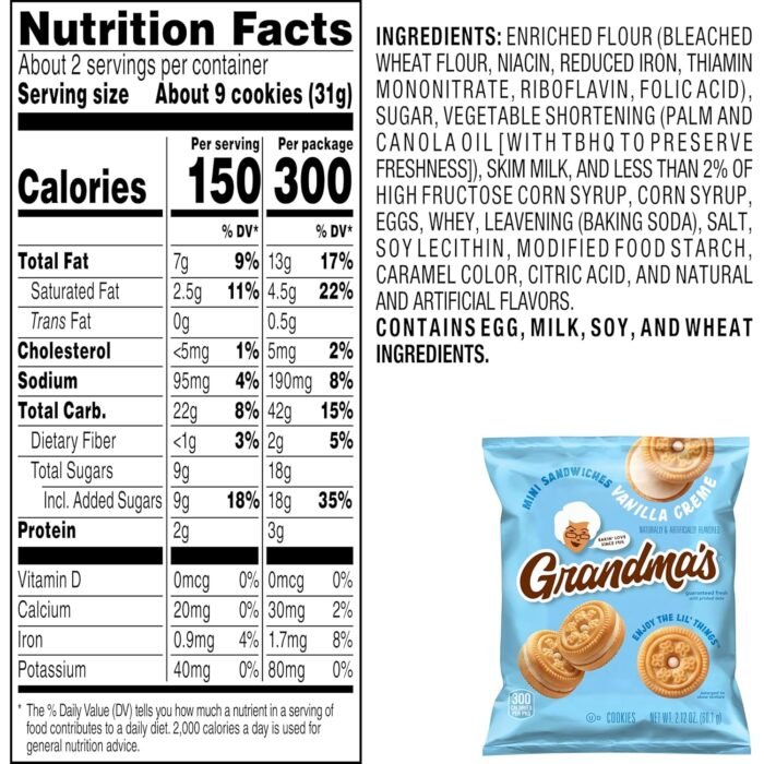 Grandma's Cookies, Mini Sandwich Crèmes Vanilla, 2.12 Ounce (Pack of 60) - Image 6